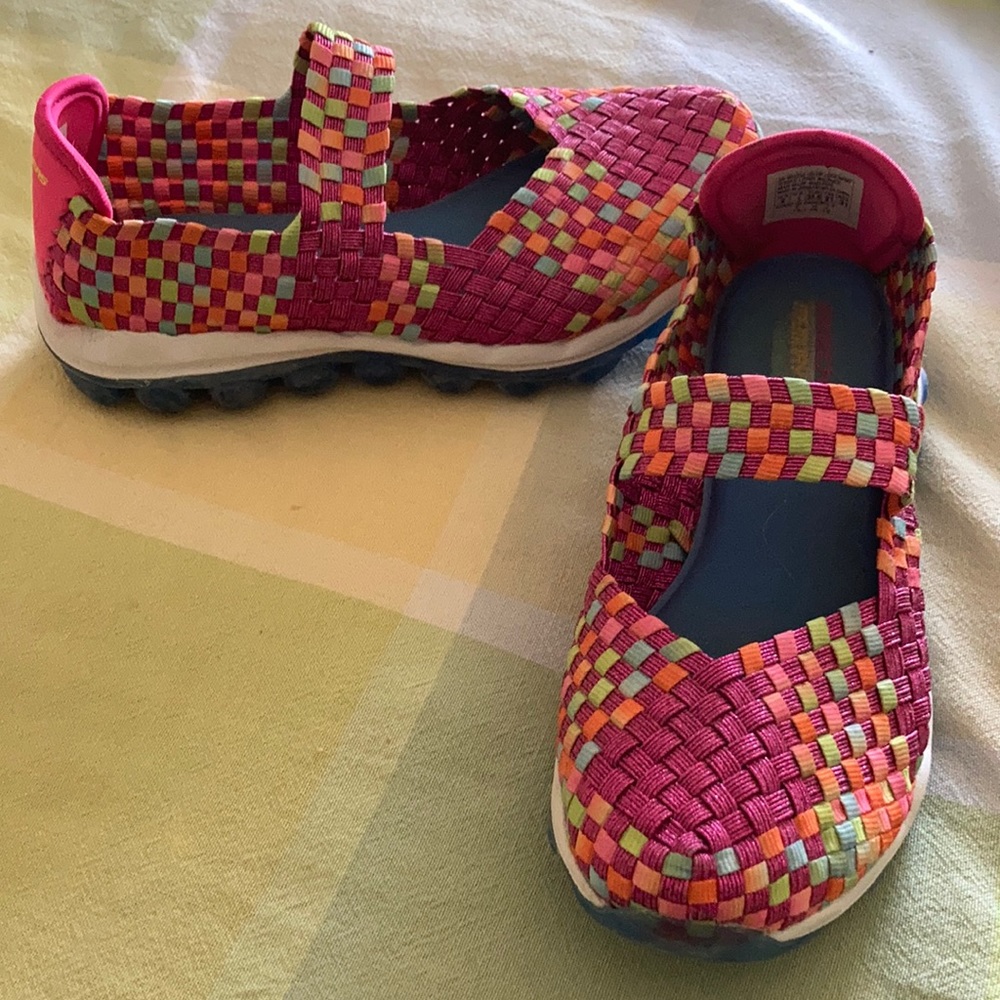 Memory foam~Sketchers~ multi-colored kids slip-on.